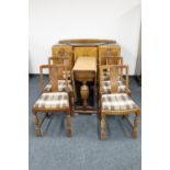 A six piece 1930's oak dining room suite comprising of sideboard,