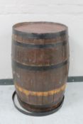 An oak coopered barrel