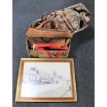 A box of vintage holdall's : GPO Patrick,