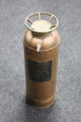 An antique copper and brass Danish fire extinguisher
