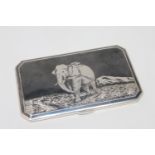 An early twentieth century finely detailed Sterling silver niello cigarette case with gilt interior
