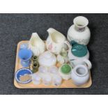 A tray of china : Wedgwood, Denby coffee pot, oriental vase,