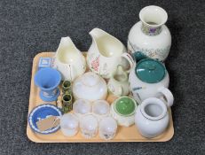 A tray of china : Wedgwood, Denby coffee pot, oriental vase,