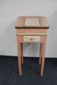 A painted clerk's desk fitted with a drawer on legs