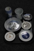 A collection of seven pieces of Royal Copenhagen china : plates,