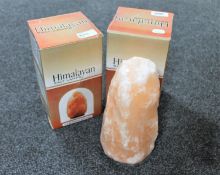 Two boxed Himalayan salt lamps