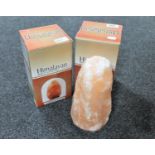 Two boxed Himalayan salt lamps