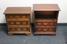 A three drawer bedside chest together with a two drawer bedside stand