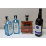 Four bottles of alcohol : two Bombay Sapphire gins 70cl,
