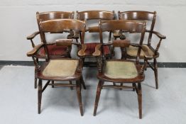 A set of five bar armchairs