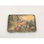 An early nineteenth century Dieppe ivory card case, depicting a classical landscape with two lovers,