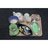 A tray of Maling ware : trinket dish, vase,