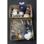 Two boxes of Japanese tea service, boxed Regal figure, glass ware,
