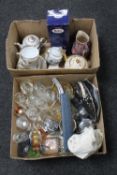 Two boxes of Japanese tea service, boxed Regal figure, glass ware,