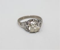 An 18ct white gold old cut diamond solitaire ring, approximately 2ct,