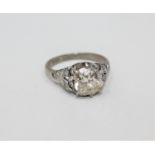 An 18ct white gold old cut diamond solitaire ring, approximately 2ct,