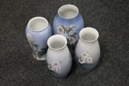 Four Bing & Grondahl decorative china vases