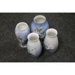 Four Bing & Grondahl decorative china vases