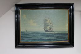 A 20th century continental school oil on canvas, sailing ship,