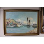 A mid 20th century continental school oil on canvas, fishing boat,