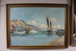 A mid 20th century continental school oil on canvas, fishing boat,