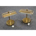 A pair of 20th century brass banker's desk lamps