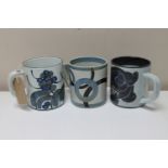 Three Royal Copenhagen tankards, height 11.