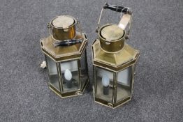 A pair of antique copper ship's lanterns (converted)