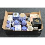 A box of Ringtons china : caddies, teapot,