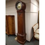 A nineteenth century mahogany drum head longcased clock, height 210 cm.