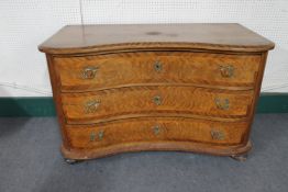 An antique mahogany shaped front dressing chest (no mirror)