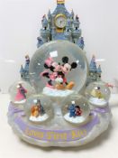 A Disney Love First Kiss Mickey Mouse working clock and light up snow globe in original box