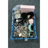 A basket of a large quantity of assorted costume jewellery, gent's Orlando wristwatch,