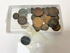 A good collection of Georgian and later copper coins, George III half penny etc.