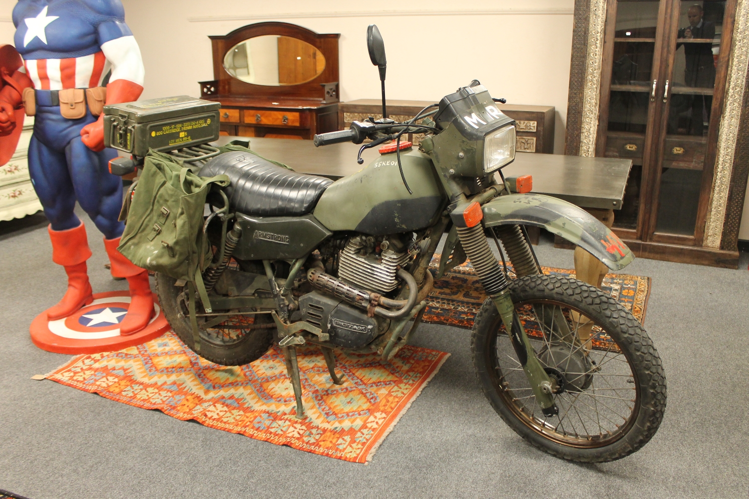 An Armstrong MT500 ex-British Army 500cc petrol motorcycle, colour green, registration D925 BRS,