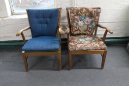 Two mid 20th century teak armchairs