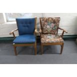 Two mid 20th century teak armchairs