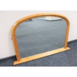 A pine framed overmantel mirror