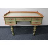 A late 19th century continental painted five drawer dressing table