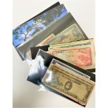 A collection of Foreign bank notes including Yugoslavia, Canada, Japan etc.