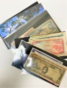 A collection of Foreign bank notes including Yugoslavia, Canada, Japan etc.