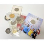 A £2 dove, States of Jersey £1 together with eight 50p pieces including Peter Rabbit, 1992-1993 EU,