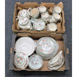 Two boxes of Johnson Brothers Indian Tree tea and dinner ware