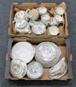 Two boxes of Johnson Brothers Indian Tree tea and dinner ware