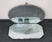 An early 20th century chrome framed mirror and an unframed mirror