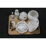 A tray of five pieces of Aynsley cottage garden china, Wedgwood lidded trinket dish,