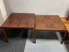 A pair of square Danish coffee tables