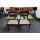 Two pairs of antique dining chairs and one other