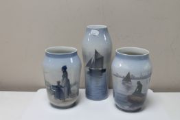 Three Royal Copenhagen vases,