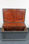 An antique pine painted joiner's tool box fitted with four interior drawers CONDITION